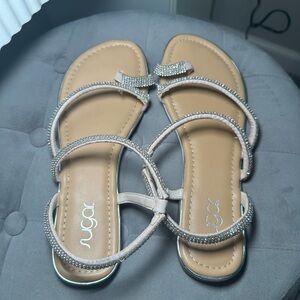 Sugar Women's Beige Sandals with Silver Details